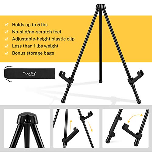 Magicfly 6 Pack Tabletop Easel, Black Steel Table Top Easels for Display, Adjustable & Portable Tripod Easel with 6 Storage Bags, for Signs, Posters, - WoodArtSupply