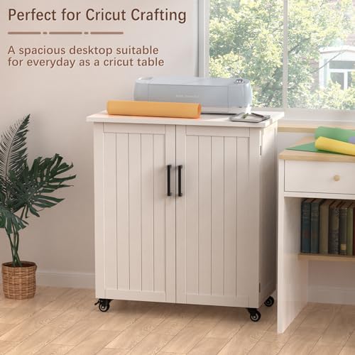 GDLF Craft Cart Compatible with Cricut Machine Cricut Table with Storage Cabinet Rolling Cricut Cart Furniture with Drawers Designed for Cricut GDLF