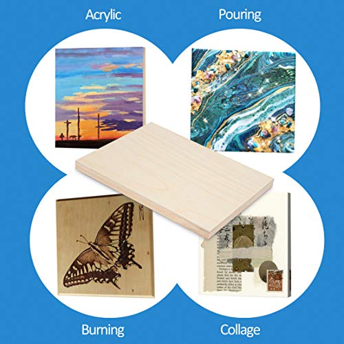 Falling in Art Unfinished Birch Wood Canvas Panels Kit, Falling in Art 4 Pack of 9x12’’ Studio 3/4’’ Deep Cradle Boards for Pouring Art, Crafts, Falling in Art
