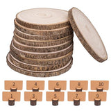 Natural Round Wood Slices 10 Pack 8-9 inches Unfinished Wood kit Circles DIY Crafts Wood Ornament Discs with 10 PCS Cards and 10 PCS Wood Table FORACKS