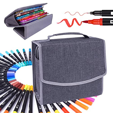 Swemos Markers for Adult Coloring Book, 120 Colors Art Markers Set Dual Tip Brush Pen, Coloring Markers Fine Point Kids Artist Drawing Paintings Swemos