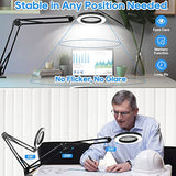 10X Magnifying Glass Lamp, Adjustable Swing Arm 72 LEDs Real Glass Lens Magnifier Light,3 Color Modes 10 Stepless Dimmable,Perfect for Daily Baoomalongly