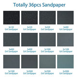 120 to 3000 Assorted Grit Sandpaper for Wood Furniture Finishing, Metal Sanding and Automotive Polishing, Dry or Wet Sanding, 9 x 3.6 Inch, 36-Sheet Miady