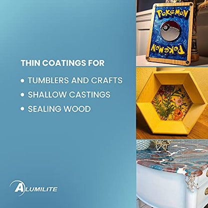 Alumilite Amazing Quick Coat Epoxy [0.5 gal A + 0.5 gal B(1 Gallon) 2 Part Kit] High Gloss Coating, Crystal Clear Casting & Fast Dry Formula for - WoodArtSupply