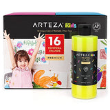 Arteza Kids Tempera Paint, Set of 16 Colors, 13.5 fl oz, Nontoxic Poster Paint, Art Supplies for Finger Painting, School Projects, and Crafting Arteza Kids