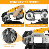 Hoteche Portable Band Saw 10-Amp 5-Inch Cutting Capacity Variable Speed Compact Band Saw with Stand for Woodworking and Metalworking Hoteche