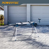 POWERTEC MT4004 Aluminum Portable Miter Saw Stand with 8 Inch Wheels, 330 Lbs Load Capacity, Quick Release Bracket Mounts POWERTEC