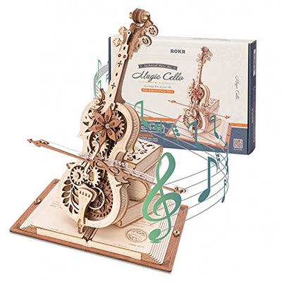 ROKR 3D Wooden Cello Music Box Kit – Creative Puzzle for Adults and Teens