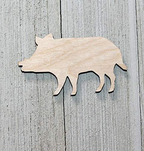8" Boar Pig Unfinished Wood Cutout Crafts Door Hanger Paintable Wreath Cabin Sign