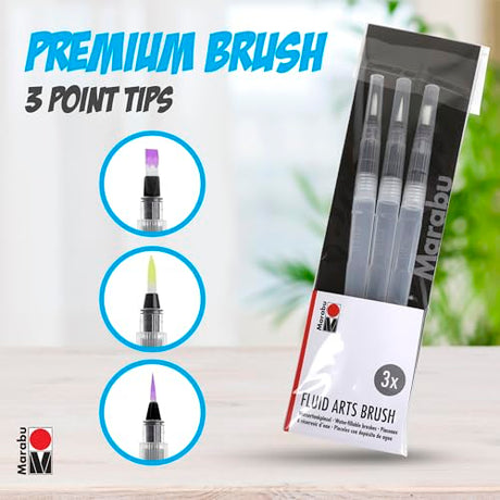 Marabu Watercolor Paint Set - Watercolor Paper Pad with 20 Sheets, A4 220 GSM - 6 Watercolor Inks, 3 Refillable Water Brushes - Watercolor Kit for Marabu