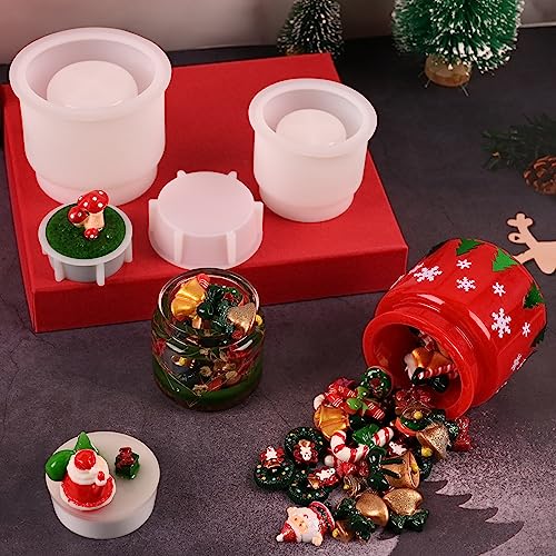 Actvty Jar Silicone Molds, Jar Resin Molds with Lids, 2 Sets of Candle Jar Molds of Different Sizes, Epoxy Resin Casting Molds for DIY Jewelry Actvty
