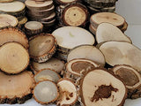 Wood Slice Variety Pack, 1" - 3", Qty of 50 - Live Edge Walnut, Red Cedar, Maple, Oak, Coasters, Craft Wood, Wood Burning, Epoxy Resin Projects, SHUIKU