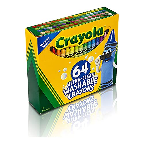 Crayola Ultra Clean Washable Crayons, Built in Sharpener, 64 Count, Kids at Home Activities - WoodArtSupply