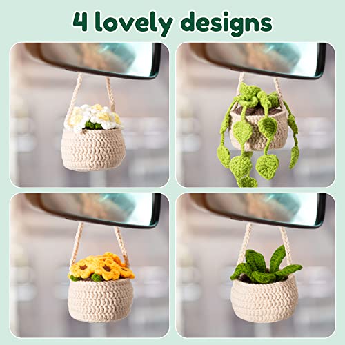 Karsspor Crochet Kit for Beginners - 4 PCS Hanging Potted Plants, Beginner Crochet Kit for Adults with Easy to Follow Tutorials (Patent Product) Karsspor