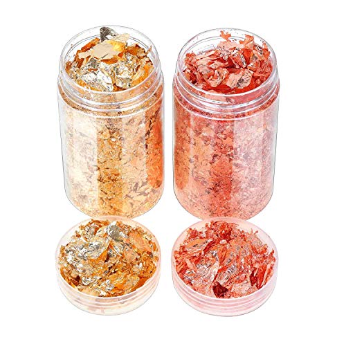Gold Flakes for Resin, Shynek 3 Grams Gold Foil Flakes Imitation Metallic Leaf Flakes for Resin Jewelry Making, Nails, Painting, Crafts, Slime (Gold, shynek