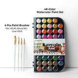 TRANSON 48-Color Watercolor Kit with 4pcs Paint Brush Set for Adults, Students, Beginners and Artists TRANSON