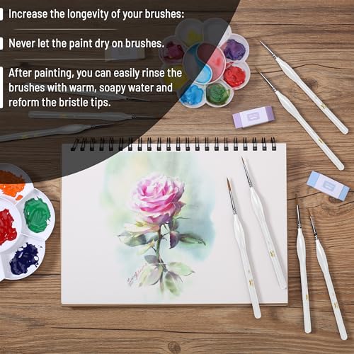 Mr. Pen- Detail Paint Brushes Set, 9 pcs, White, Miniature Paint Brushes, Thin Paint Brushes, Model Paint Brushes, Fine Tip Paint Brush, Face Paint Mr. Pen