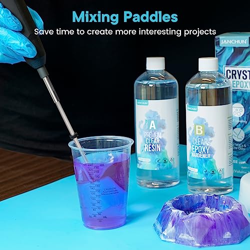 JANCHUN 6 Reusable Long Resin Mixer Paddles Fit for All Drill, Epoxy Mixer Attachment for Powerful Mixing, Multipurpose Paint Mixer Paint Stirrers JANCHUN