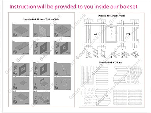 Gmark Wooden Craft Sticks 1000 ct - 750 Natural Food Grade Popsicle and 250 Craft Sticks Colored Combo - DIY Crafts Creative GM1072… Gmark