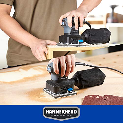 Hammerhead 2.0-Amp 1/4 Sheet Palm Sander with 12pcs Sandpaper– HAPS020 - WoodArtSupply