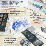 Arteza Metallic Watercolor Paints, Set of 24 Half Pans, Pearl Paint, Vibrant and Pearlescent Hues, Includes Storage Tin & Water Brush, Art Supplies ARTEZA