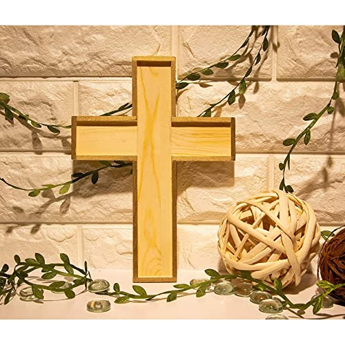 12 Pack Unfinished Wooden Cross Cutouts for Church, Sunday School Crafts, DIY Home Wall Decor (8.9 x 6.5 In) Genie Crafts