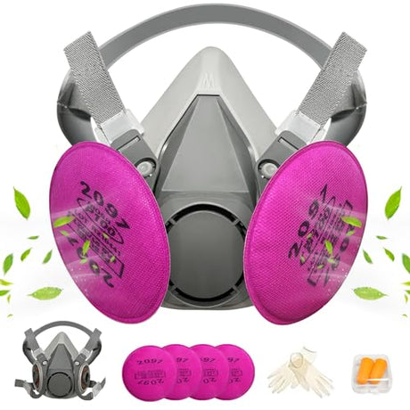 STARBST Half Facepiece Painting Mask with Respirator - Respirator mask with 4pcs(2 pairs) 2097 Filters and Earplugs, Perfect for House DIY Project STARBST