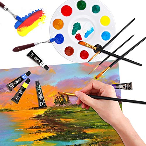 Acrylic Paint Set,46 Piece Professional Painting Supplies with Paint Brushes, Acrylic Paint, Easel, Canvases, Palette, Paint Knives, Brush Cup and