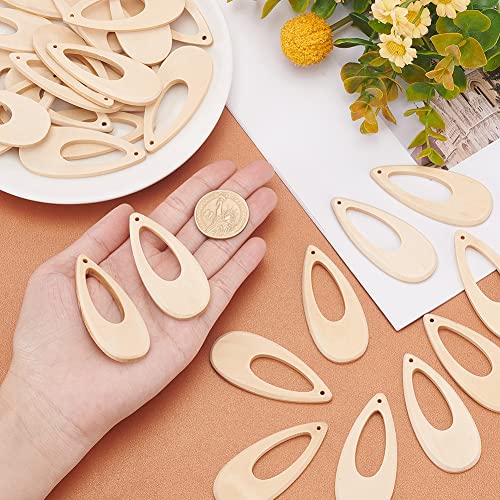 PH PandaHall 40pcs Wooden Earring Pendants, Hollow Teardrop Pendants Blank Unfinished Wooden Dangle Charms for Earrings Necklace Jewelry Making DIY PH PandaHall