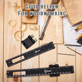VICHSAMWY 3PCS Black Metal Woodworking Ruler, Adjustable 6/8/12 Inch Precision Pocket Slide Ruler,Inch and Metric Measuring Ruler for Woodworker VICHSAMWY