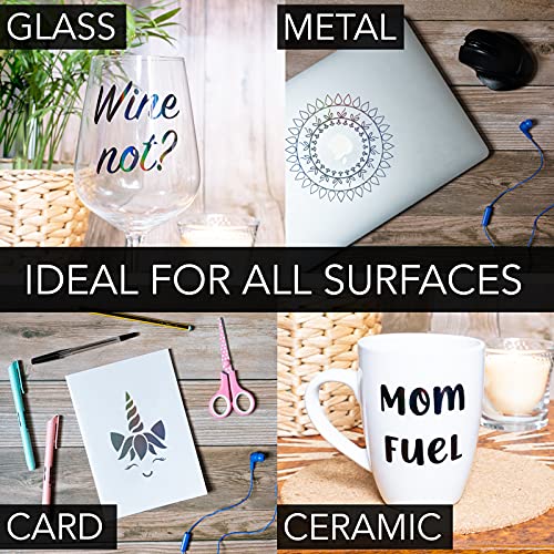 Black Metallic Vinyl Holographic & Oil Slick Vinyl Permanent for Cricut: [10PK, 12 x 11 inch] Black Chrome Vinyl, Chrome Vinyl & Black Holographic Kraftex