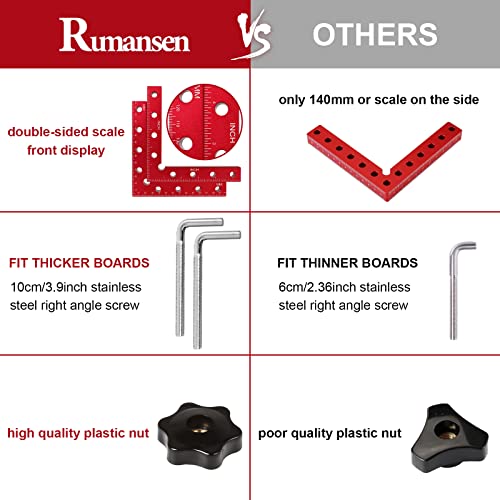 Rumansen Right Angle Clamps, 90 Degree Positioning Squares, 5.5"x5.5" (140mmx140mm) Aluminum Alloy Carpenter Corner Clamps, Clamping Square for - WoodArtSupply