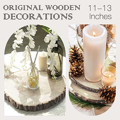 ZOCONE Large Wood Slices 4 Pcs 11-13 Inches Unfinished Wood Rounds, Natural Paulownia Wood Slices for Centerpieces, Wood Pieces Decoration with Bark, ZOCONE