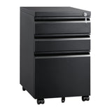 DEVAISE 3 Drawer Mobile File Cabinet with Lock, Under Desk Metal Filing Cabinet for Legal/Letter/A4 File, Fully Assembled Except Wheels, Black DEVAISE