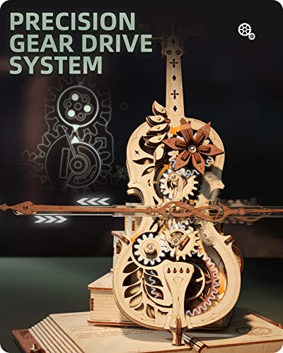ROKR 3D Wooden Cello Music Box Kit – Creative Puzzle for Adults and Teens ROKR