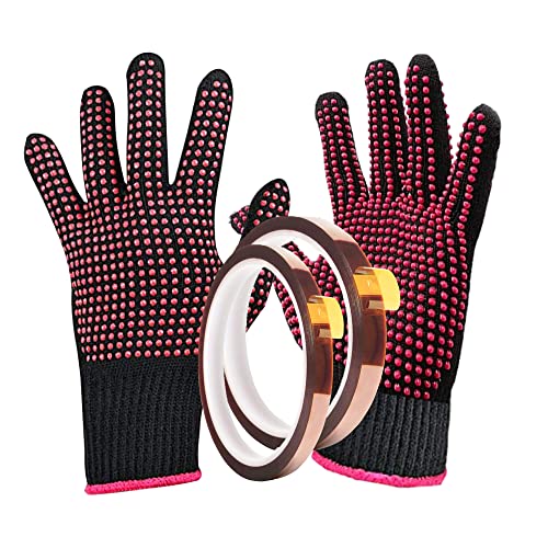 Dielianyi Heat Resistant Gloves for Convection Oven Making Sublimation tumblers Sublimation Heat Transfer Process Silicone Bump Glove with 2 Rolls Dielianyi