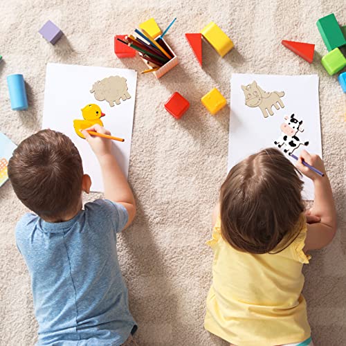 36 Pcs Wooden Farm Animals Cutouts Unfinished Wood Cutouts to Paint Wood Animal Cutouts Crafts Farm Animals Party Supplies for Kids School Classroom Taiyin