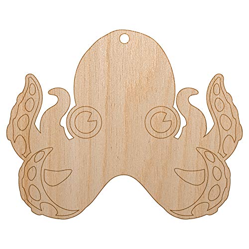 Cute Octopus Unfinished Craft Wood Holiday Christmas Tree DIY Pre-Drilled Ornament - WoodArtSupply