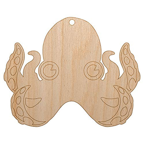 Cute Octopus Unfinished Craft Wood Holiday Christmas Tree DIY Pre-Drilled Ornament Sniggle Sloth