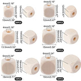 PandaHall 150 pcs Wooden Cubes, 6 Sizes Unfinished Geometric Wood Beads Natural Cube Wooden Beads DIY Wooden Spacer Beads for Bracelet Neckalce PH PandaHall