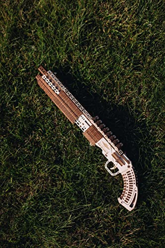 Wood Trick Shotgun 3D Wooden Puzzles for Adults and Kids to Build - Detailed Construction - 23x8″ - Wooden Model Kits for Adults and Teens to Build - Wood Trick