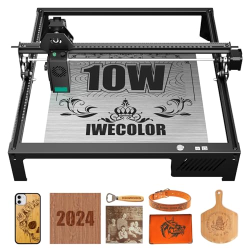 IWECOLOR 10W Laser Engraver, 60W Higher Accuracy Laser Engraving Machine, Compresed Spot 0.06x0.06mm Laser Cutter for Wood and Metal, Dark Acrylic, IWECOLOR
