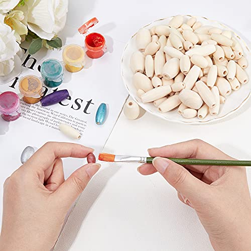 OLYCRAFT 210PCS Oval Wood Beads Natural Wooden Beads Mixed Size Unfinished Wooden Barrel Beads, Wood Loose Spacer Beads for Jewelry Making DIY OLYCRAFT