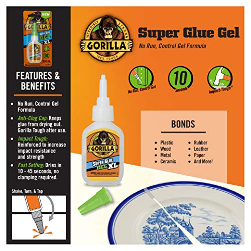 Gorilla Super Glue Gel XL, 25 Gram, Clear, (Pack of 1) Gorilla