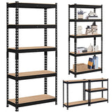Topeakmart 4 PCS 5-Tier Utility Shelves, Metal Storage Shelves Garage Shelving Unit Adjustable Garage Storage Shelves Storage Racks Heavy Duty Shed Topeakmart