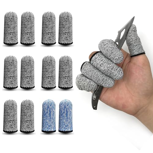 QISLOA 12 PCS Cut Resistant Finger Cots Protector Finger Sleeve Protectors Reusable Finger Covers Finger Protection Cots for Kitchen, Work, QISLOA