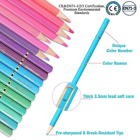 LBW 72 Macaron Pastel Colored Pencils Set Soft Core Macaron Colors for Adults Coloring Books Kids Beginners Blending Shading Sketching LBW