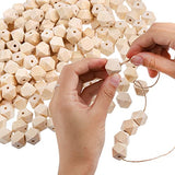 Lyellfe 300 Pieces Geometric Wood Beads, 16mm Hexagon Wood Beads, Unfinished Natural Polygon Spacer Beads for DIY Crafts, Gifts, Necklace, Jewelry Lyellfe
