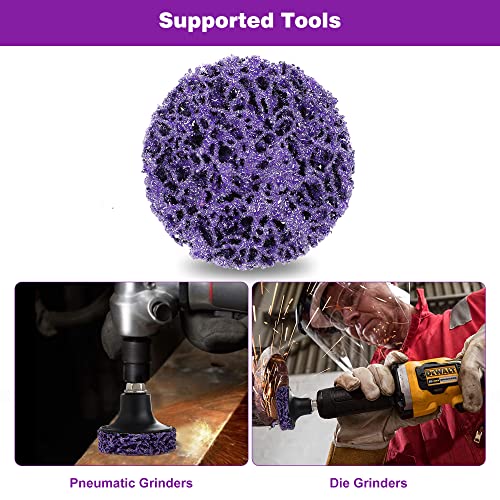 TSOAPX 10 PCS 2" Quick Change Strip Discs, Purple Non Woven Nylon Easy Stripping Discs with Male R-Type Backing, Die Grinder Attachments for Clean TSOAPX