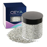Ceya 10.6oz/ 300g Crushed Irregular Glass Silver Metallic Crystal Chips Broken Glass Glitter 2-4mm Craft Chunky Glitter for Nail Art Epoxy Resin Mold ceya